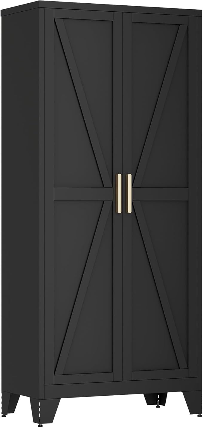 61" Tall Compact Storage Cabinet,Space-Saving 27.5" Wide Pantry with 2 Doors & 3 Shelves, Freestanding for Small Kitchen, Apartment, Laundry Room,Narrow Hallway