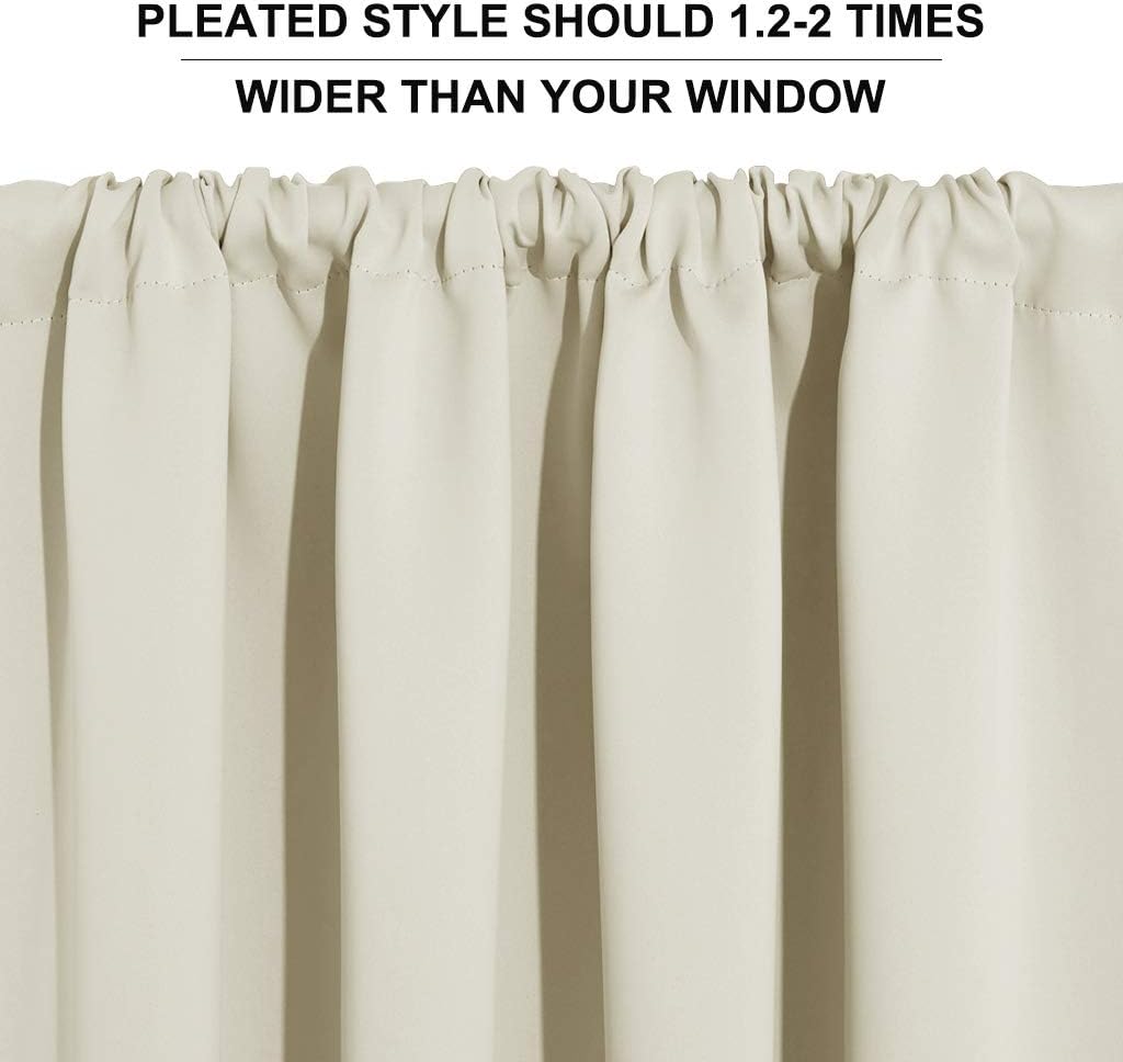 RYB HOME RV Camper Door Window Curtains -Blackout Privacy Curtains & Drapes for Bathroom Bedroom Kitchen Portable Travel Trailer Small Window Decor, W 34 x L 24, Beige, 2 Panels