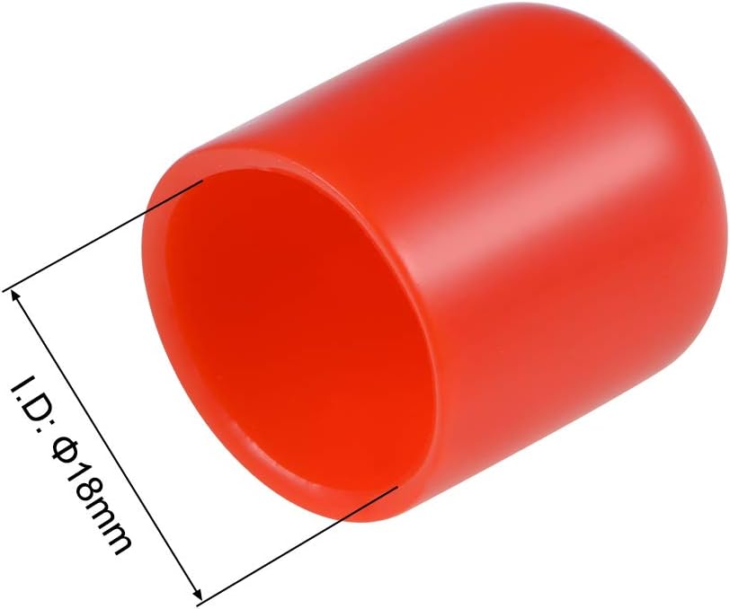 uxcell 20pcs Rubber End Caps 18mm ID Vinyl Round Tube Bolt Cap Cover Thread Protectors Red