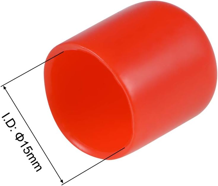 uxcell 20pcs Rubber End Caps 15mm ID Vinyl Round Tube Bolt Cap Cover Thread Protectors Red