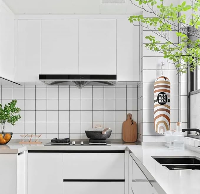 Boho Pattern Grocery Bags Holder and Organizer, Wall Mount Plastic Bags Storage Container Dispenser, Kitchen Gifts For Women Family Grandma Mom (H-26)