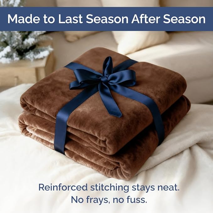 Ultra Soft Fleece Blanket King Size - Flannel Fleece Luxury King Blanket - Lightweight for Couch Bed Chair - Thick, Warm and Breathable - All Season Cozy Fuzzy, Anti-Static Microplush Bedding, Brown