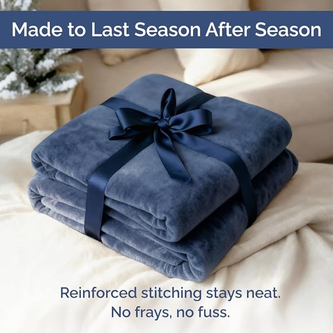 Ultra Soft Fleece Blanket Twin Size - Flannel Fleece Luxury Twin Blanket - Lightweight for Couch Bed Chair - Thick, Warm and Breathable - All Season Cozy Anti-Static Microplush Bedding, Washed Blue