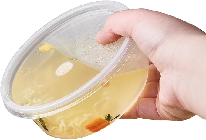 [50 Set - 8 oz. Plastic Deli Food Storage Containers With Lids Disposable Clear Small Togo Containers (Formerly FULING)