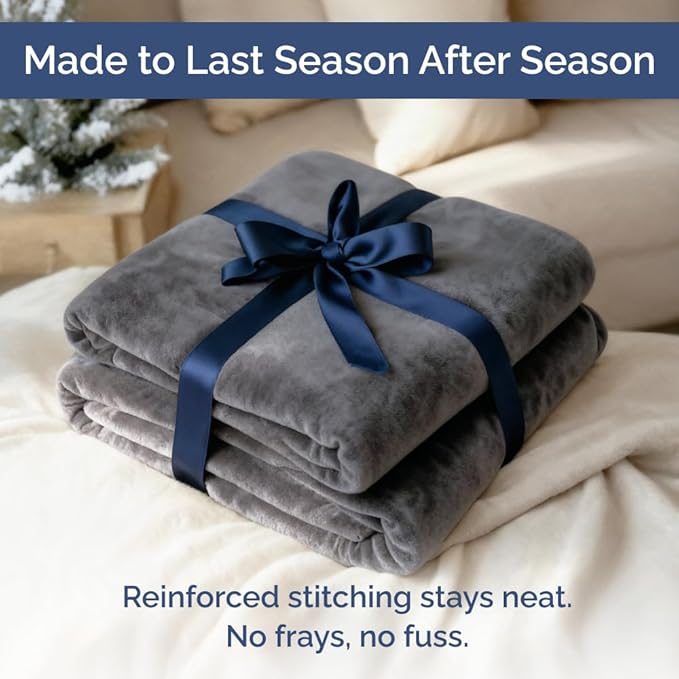 Ultra Soft Fleece Blanket Queen Size - Flannel Fleece Luxury Queen Blanket - Lightweight for Couch Bed Chair - Thick, Warm and Breathable - All Season Cozy Anti-Static Microplush Bedding, Dark Grey