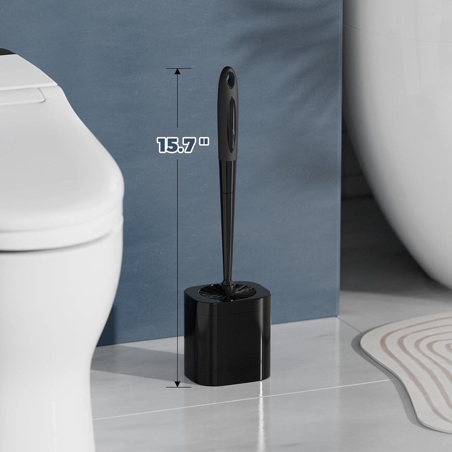 Toilet Brush, 2 Pack Toilet Brush and Holder Set Bathroom Accessories, Toilet Bowl Brush and Holder for Bathroom, Black