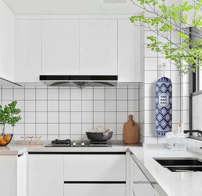 The Bag Grocery Holder, Rustic Organizer for Shopping Bags, Wall Mount Plastic Storage Container Dispenser, Kitchen Gifts for Women Family Friends Grandma Mom (B-5)