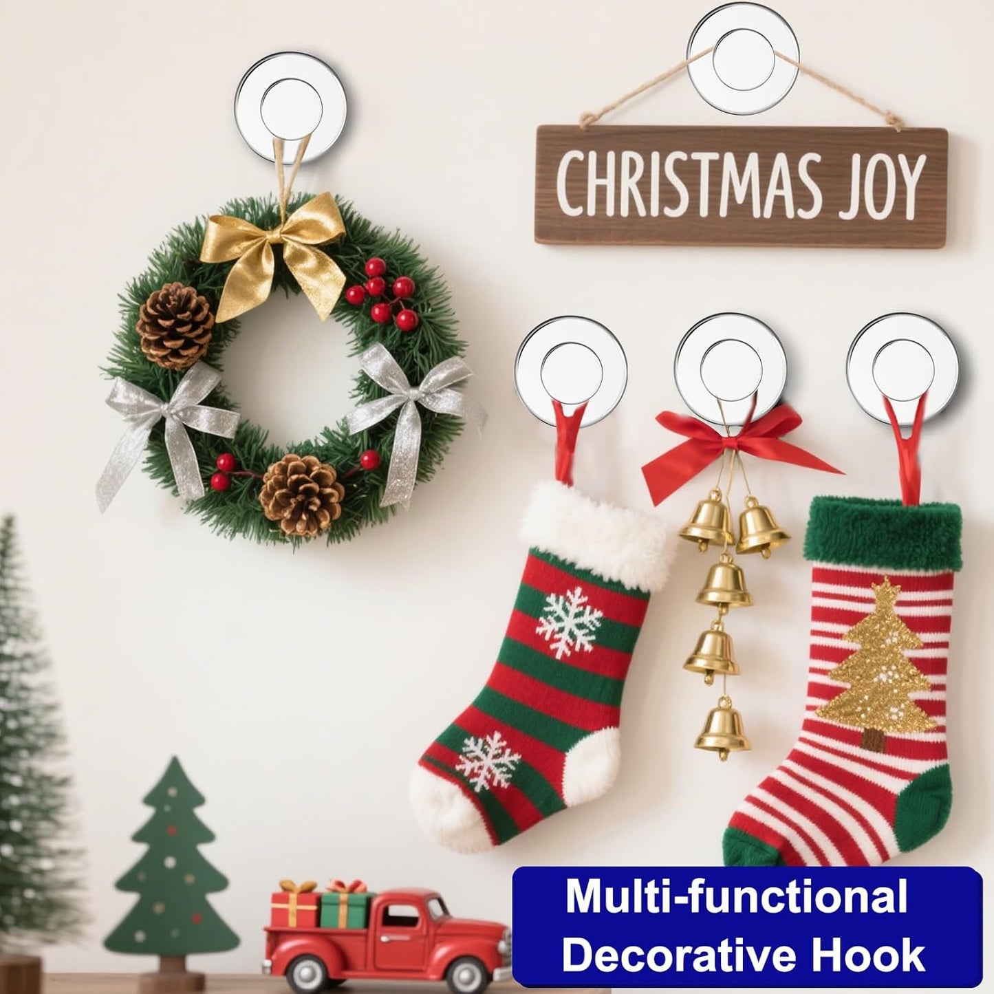 Suction Cup Hooks for Shower, Removable Towel Hooks for Bathroom Window Glass Door Wall, Bath Robe Looafh Hook for Hanging - 2 Pack, Chrome