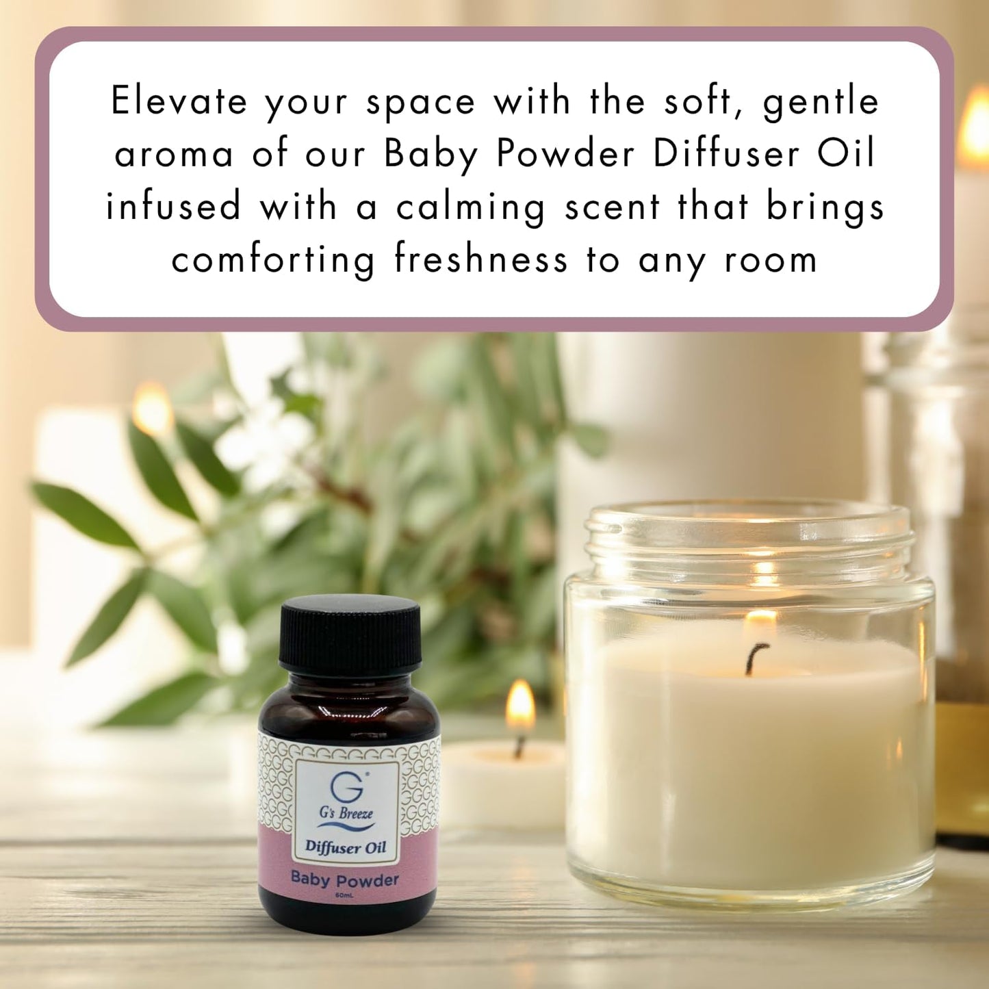 G's Breeze Baby Powder Diffuser Oil Refill - Soft & Soothing Fresh Baby Powder Scent - Ideal for Nurseries, Bedrooms, Living Rooms & More - Elevate Your Space with Comforting Aroma - 60 ML