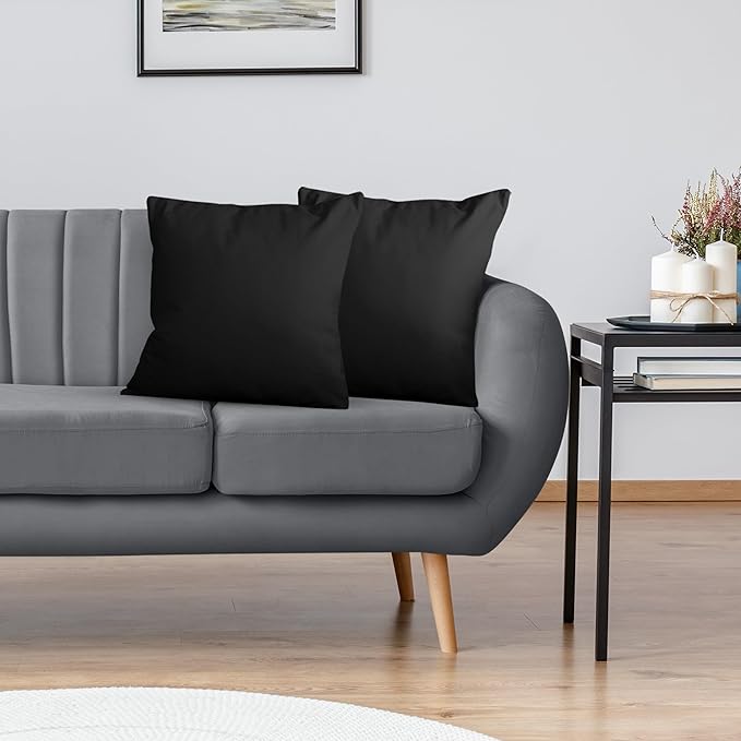 Utopia Bedding 22x22 Pillow Inserts, Set of 2, Black – Indoor Decorative Throw Pillows for Bed, Sofa & Couch – Soft, Supportive & Fluffy Cushion Inserts