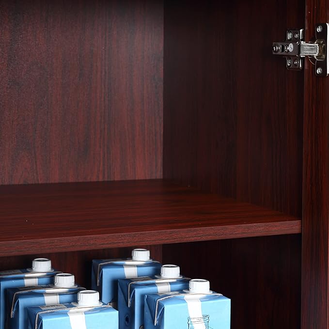 HOMCOM 63" 2-Door Kitchen Pantry, Freestanding Storage Cabinet with 5-Tier Shelving and 2 Adjustable Shelves for Dining Room, Espresso