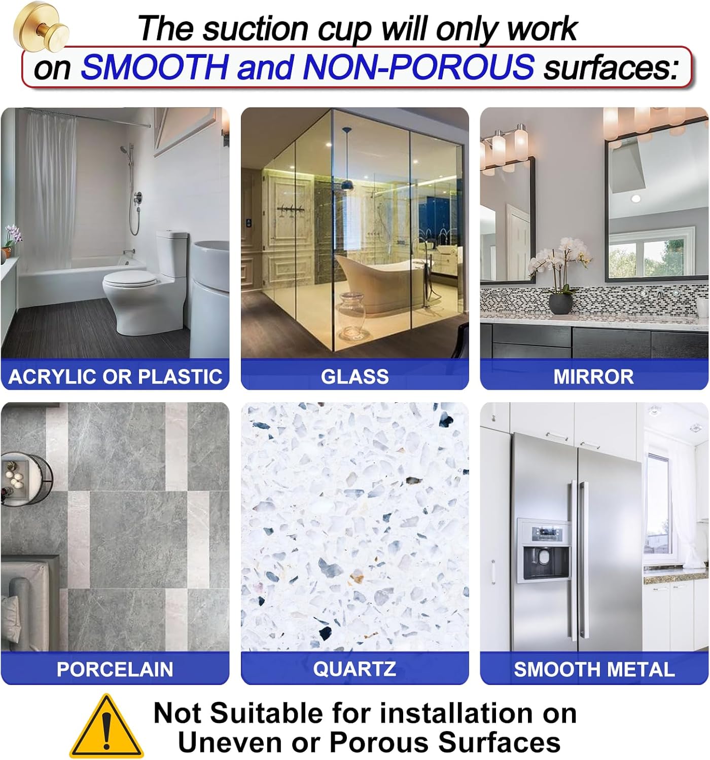 Suction Cup Hooks for Shower, Towel Hooks for Bathroom Window Glass, Bath Robe Looafh Hook for Hanging - 2 Pack, Gold