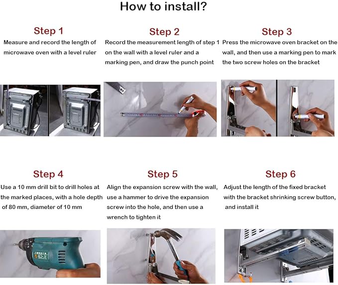 MOTONG Stainless Steel Microwave Oven Wall Mount Stand Holder Shelf with Removable Hook