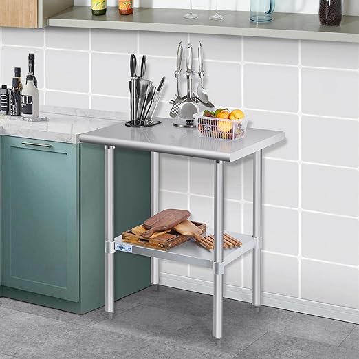 Profeeshaw Stainless Steel Prep Table 36x30 Inch NSF Commercial Work Table with Undershelf Heavy Duty Table for Kitchen Restaurant Home Hotel