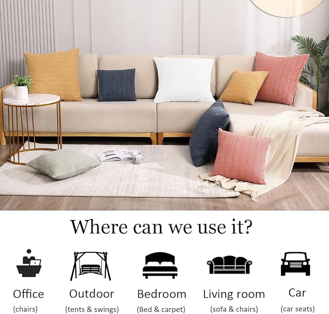 COCOPLOCEUS Off White Pillow Covers 18x18 Throw Pillow Covers Set of 2 Boho Decorative Pillow Shams Stone Washed Cotton Pillowcase for Couch Sofa Chair Bed Car