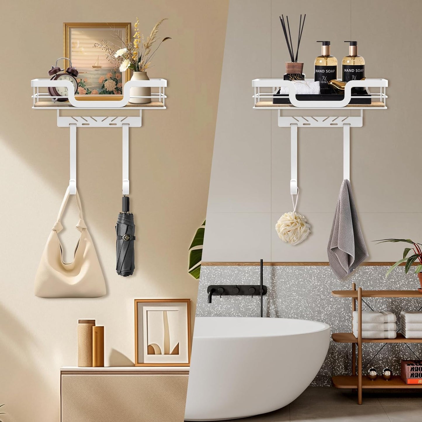 Ironing Board Holder Wall Mount, Laundry Room Organization Storage, White, T&V Shaped Space Saving Ironing Board Hanger for Laundry Room Decor and Accessories