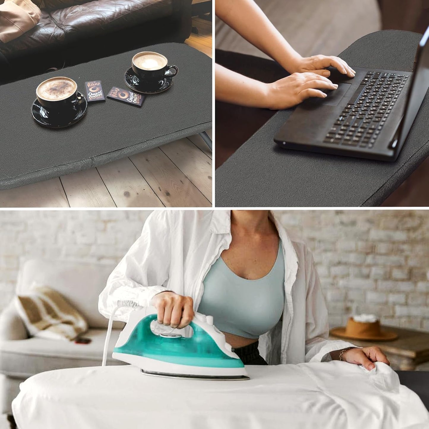 Small Ironing Board Foldable, BlissBoard Tabletop Iron Board with Cover and Pad, Metal Frame Mini Ironing Table Countertop for Space Saving, 31"x12", Black