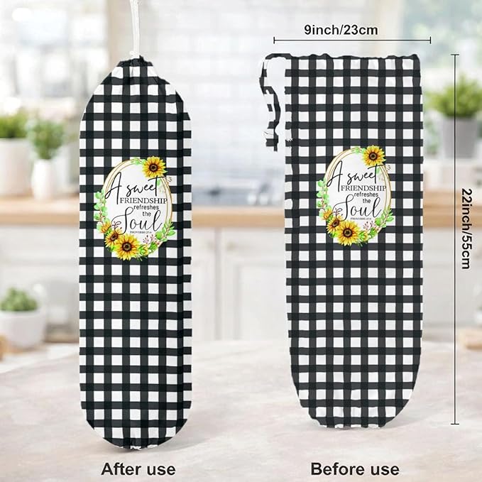 Plastic Bag Holder, A Sweet Friendship Refreshes The Soul Plastic Bag Holder for Christian Decor, Reusable Hanging Inspirational Trash Sacks Dispenser, Kitchen Decor,Gifts for Women Grandma Mom