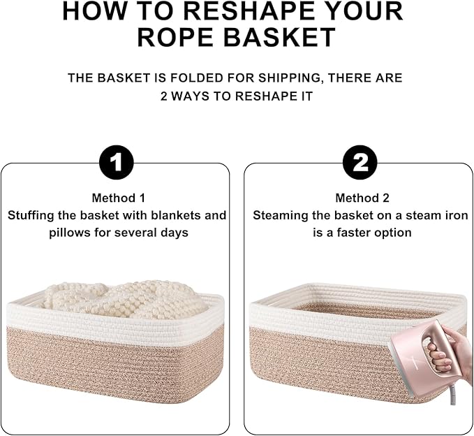 OIASKET Storage Baskets for Organizing 3 Pack, Woven Baskets for Shelves, Closet Organizer Bins Empty Gift Basket Toy Storage for Toys, Books, Towels, Clothes, 15"x11.42"x6.7", Yellow