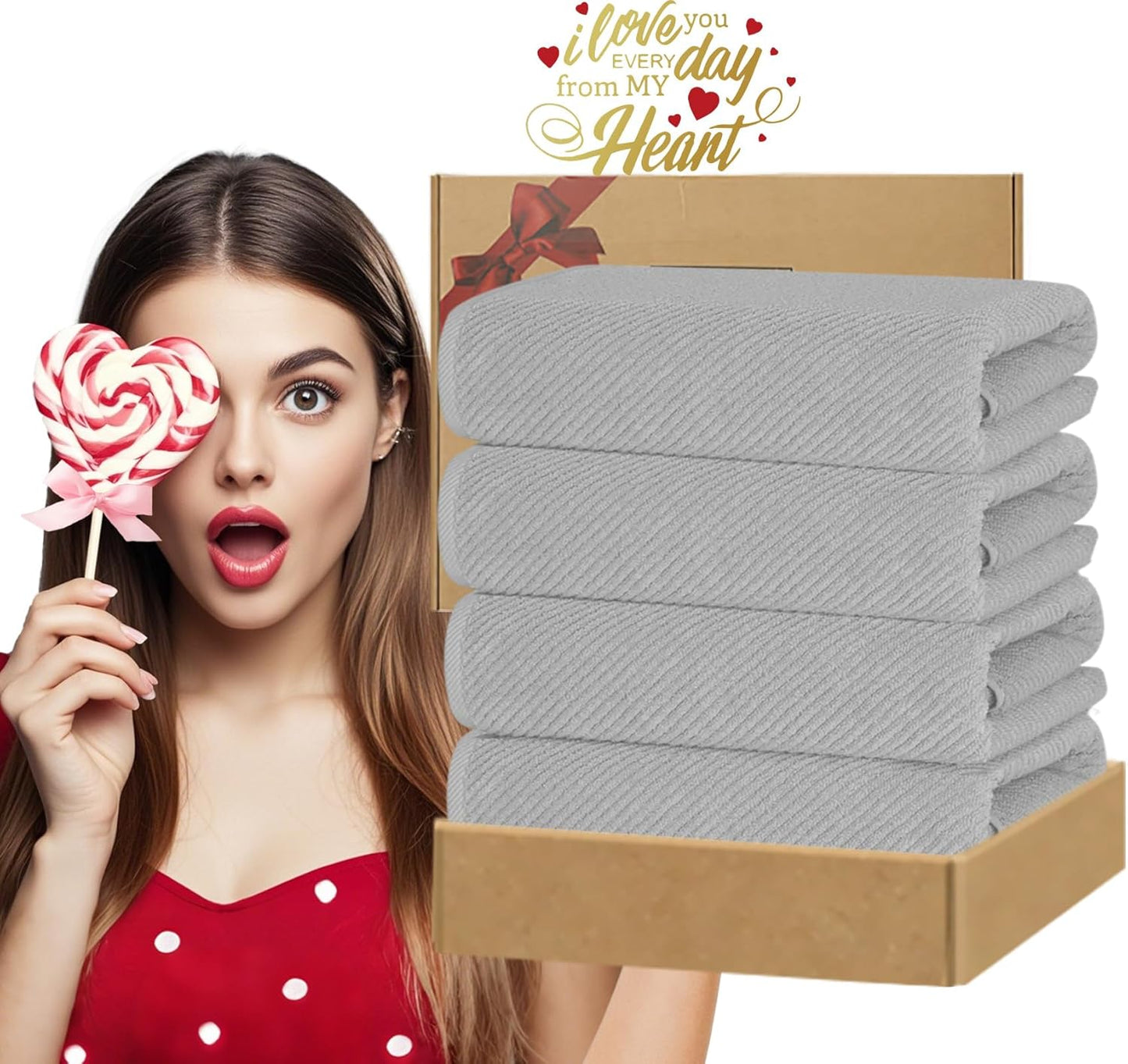 VOOVA & MOVAS Grey Bath Towels, Large 30" x 56" - 100% Cotton | Quick Dry | Light Weight | Thick | Soft | Absorbent, Bath Towels Set for Bathroom, Luxury Shower Towel, Towel Gift Set, Gray