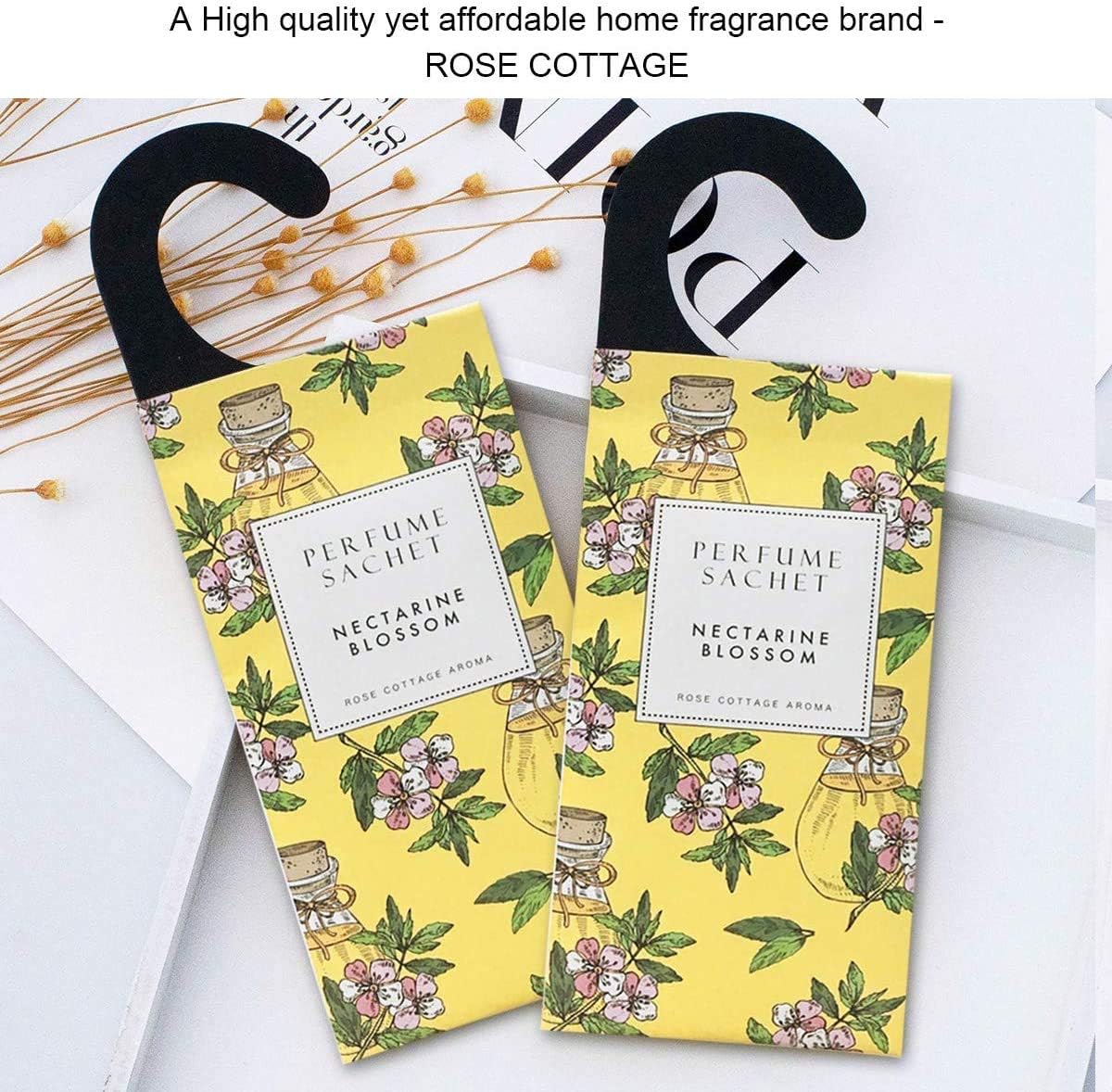 ROSE COTTAGE Large 12 Packs Apricot Blossom Hanging Closet Air Freshener Scented Sachets Long Lasting Smell Goods