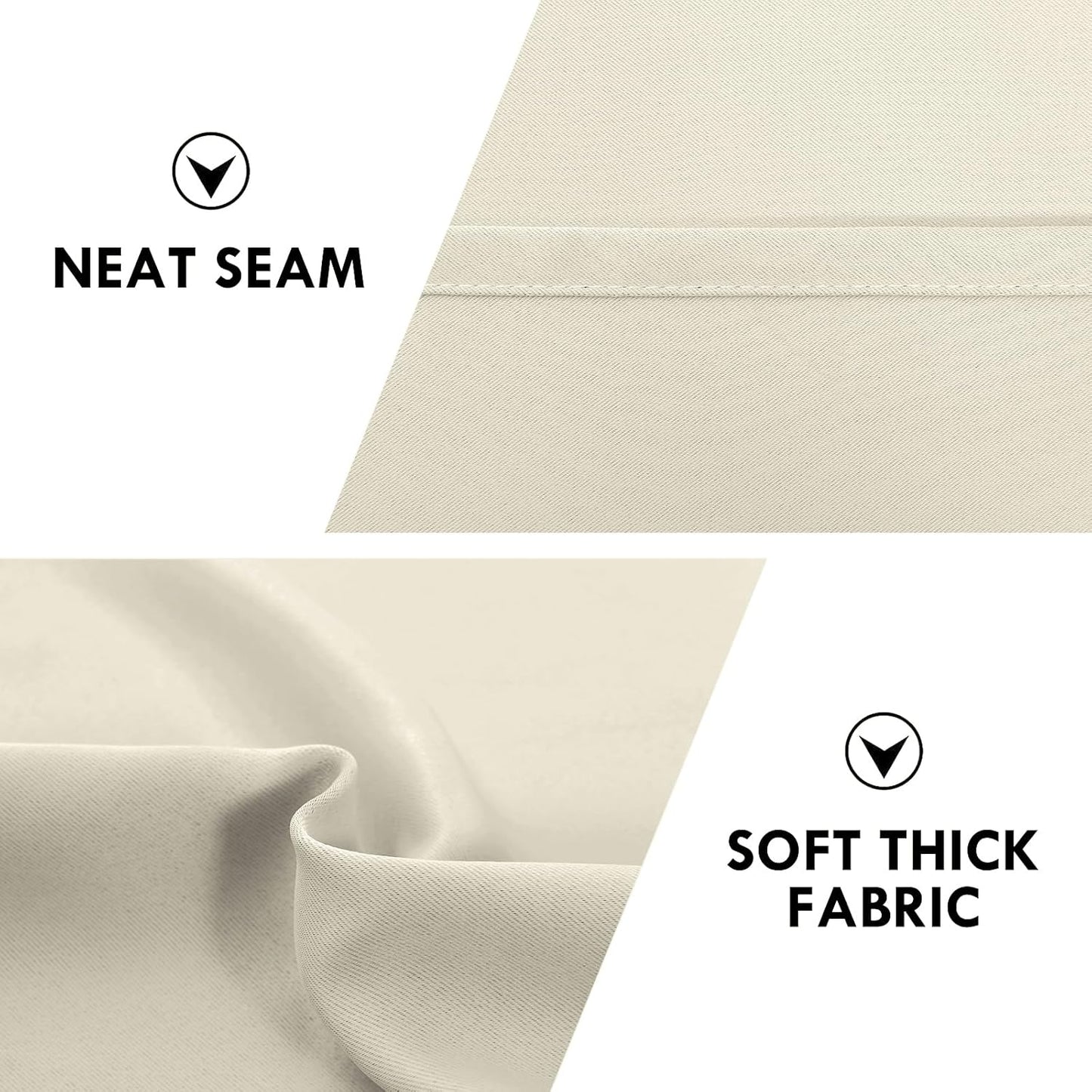 DWCN Blackout Curtains for Bedroom – Rod Pocket Thermal Insulated Noise Reducing Noise Reducing Drapes for Living Room, W 42 x L 54 Inch, 2 Panels, Light Beige