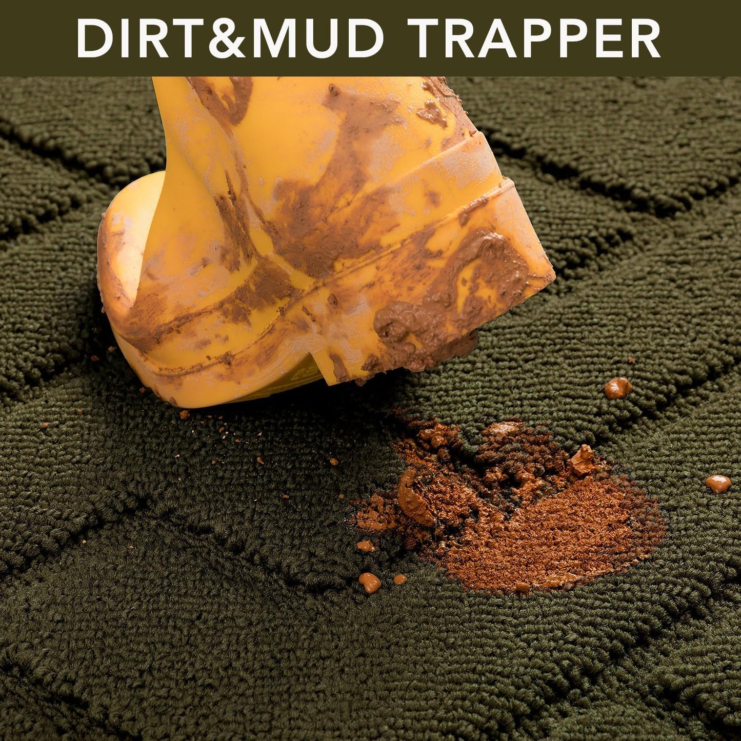 hicorfe Front Door Mat Outside Entrance,32"x40" Absorbent Muddy Dirt Resist Welcome Door Mats Outdoor Indoor,Stain and Fade Resistant,Non Slip Backing Entry Mat Doormat for Entryway(Oliver Green)