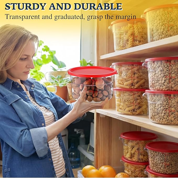 1 Pcs Dough Proofing Bucket with Lid, Round Food Storage Container 2 Qt Dough Bucket Clear Translucent Containers with Red Scale(Red)