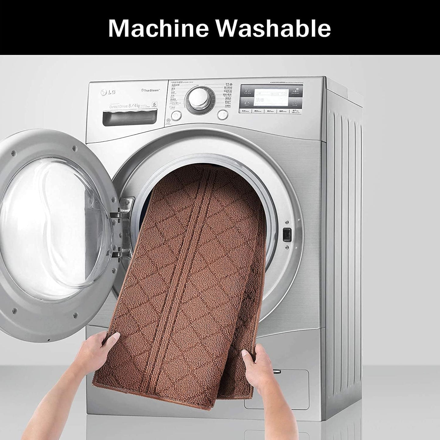 REFETONE Indoor Doormat, Front Back Door Mat 20"x32" Absorbent Rubber Backing Non Slip Door Mats, Low-Profile Resist Dirt Rugs, Machine Washable Door Rug Inside Floor Mat for Entryway, Chocolate