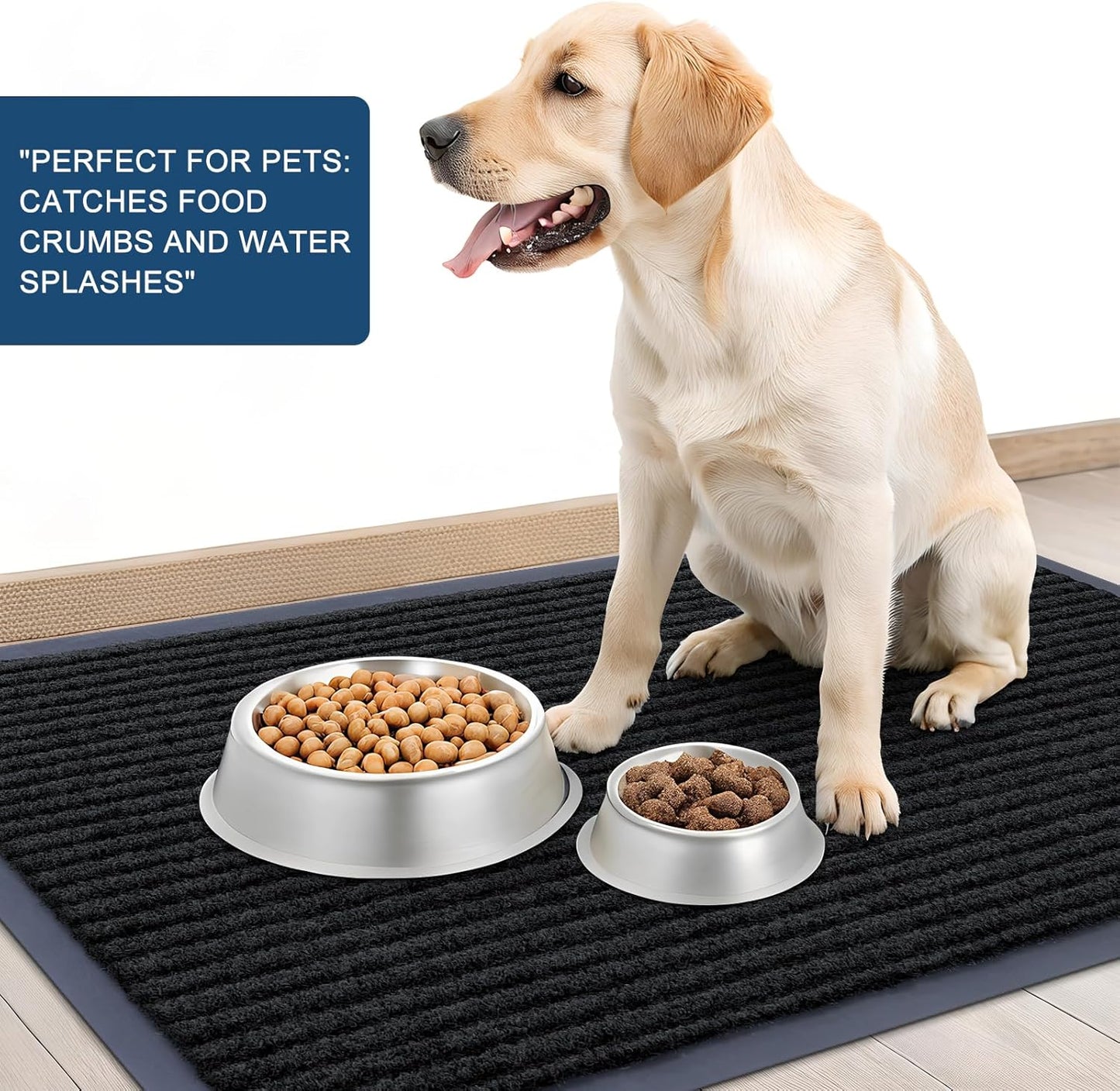 OLANLY Front Door Mat Indoor Outdoor Entrance, Waterproof Heavy Duty Doormat, Fade Resistant, Low Profile, Easy Clean Patio Porch Welcome Floor Mats for Entry, 47x32, Black