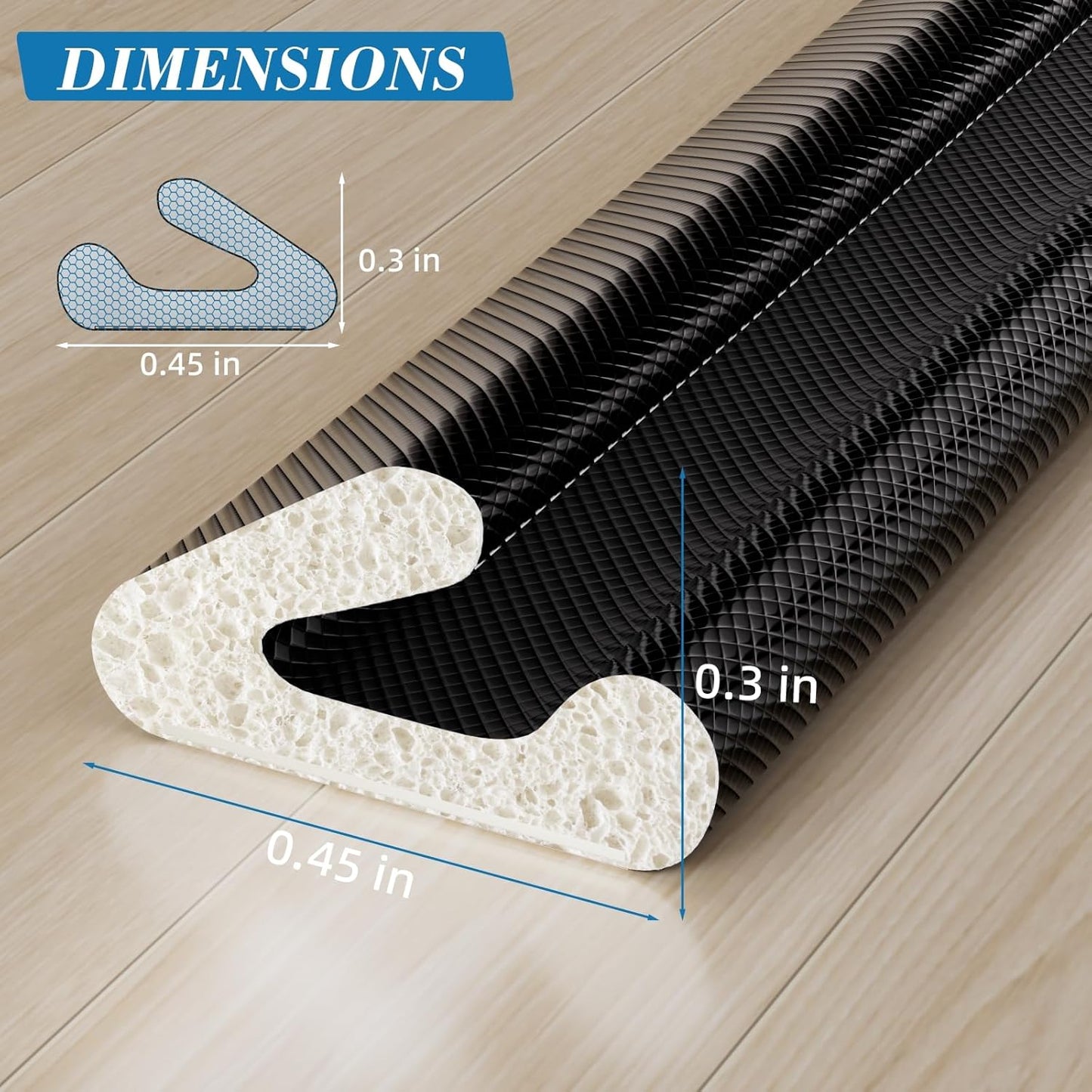 V-Shaped Weather Stripping Door Seal, 52.5FT Draft Stopper for Doors/Windows, Gaps, Dustproof, Soundproof & Thermal Insulating, Noise-Reducing, Light-Blocking Door Gap Filler