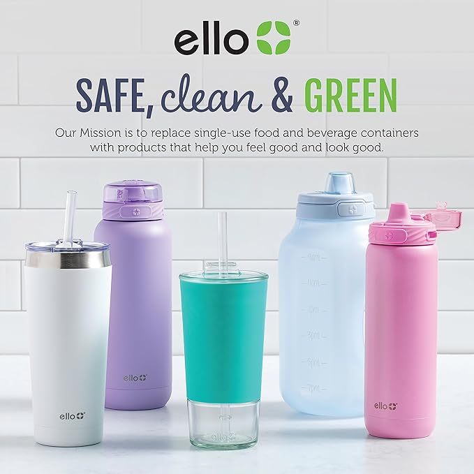 Ello Pop & Fill Stainless Steel Water Bottle with Quick Fill Technology, Double Walled Vacuum Insulated Metal, Leak Proof Locking Lid, Sip & Chug, BPA Free, Holiday Gift for Him Her, 22oz, 32oz, 40oz