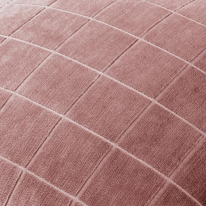 MIULEE Valentines Decorative Chenille Throw Pillow Covers Vintage Plaid Couch Pillows 20x20 Inch Set of 2 Boho Farmhouse Cushion Covers Modern Spring Home Decor for Sofa Bed Living Room Blush Pink