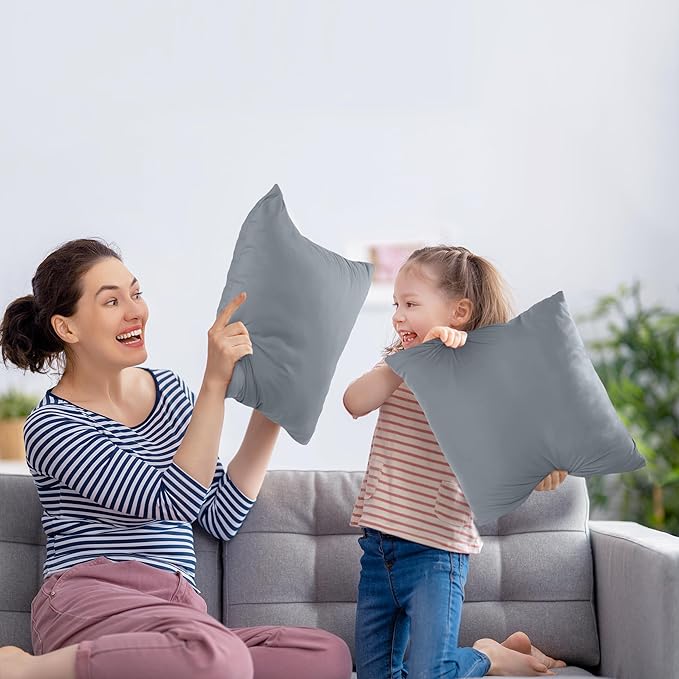 Utopia Bedding 16x16 Pillow Inserts, Set of 2, Grey – Indoor Decorative Throw Pillows for Bed, Sofa & Couch – Soft, Supportive & Fluffy Cushion Inserts