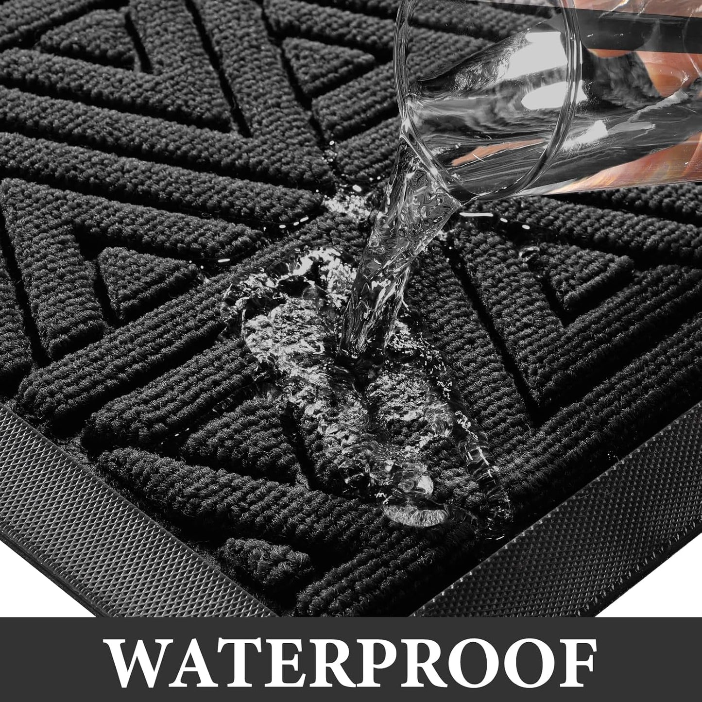 Yimobra Large Door Mat 36x24, All-Weather Waterproof Non-Slip Welcome Matt Outdoor, Heavy Duty Non Slip Doormat for Entryway for Patio and Garage Indoor, Easy Clean, Black