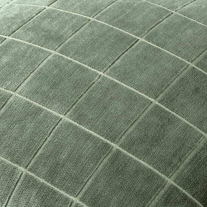 MIULEE Decorative Chenille Check Throw Pillow Covers Vintage Plaid Couch Pillows 18x18 Inch Set of 2 Neutral Boho Farmhouse Cushion Covers Modern Spring Home Decor for Sofa Bed Living Room Sage Green