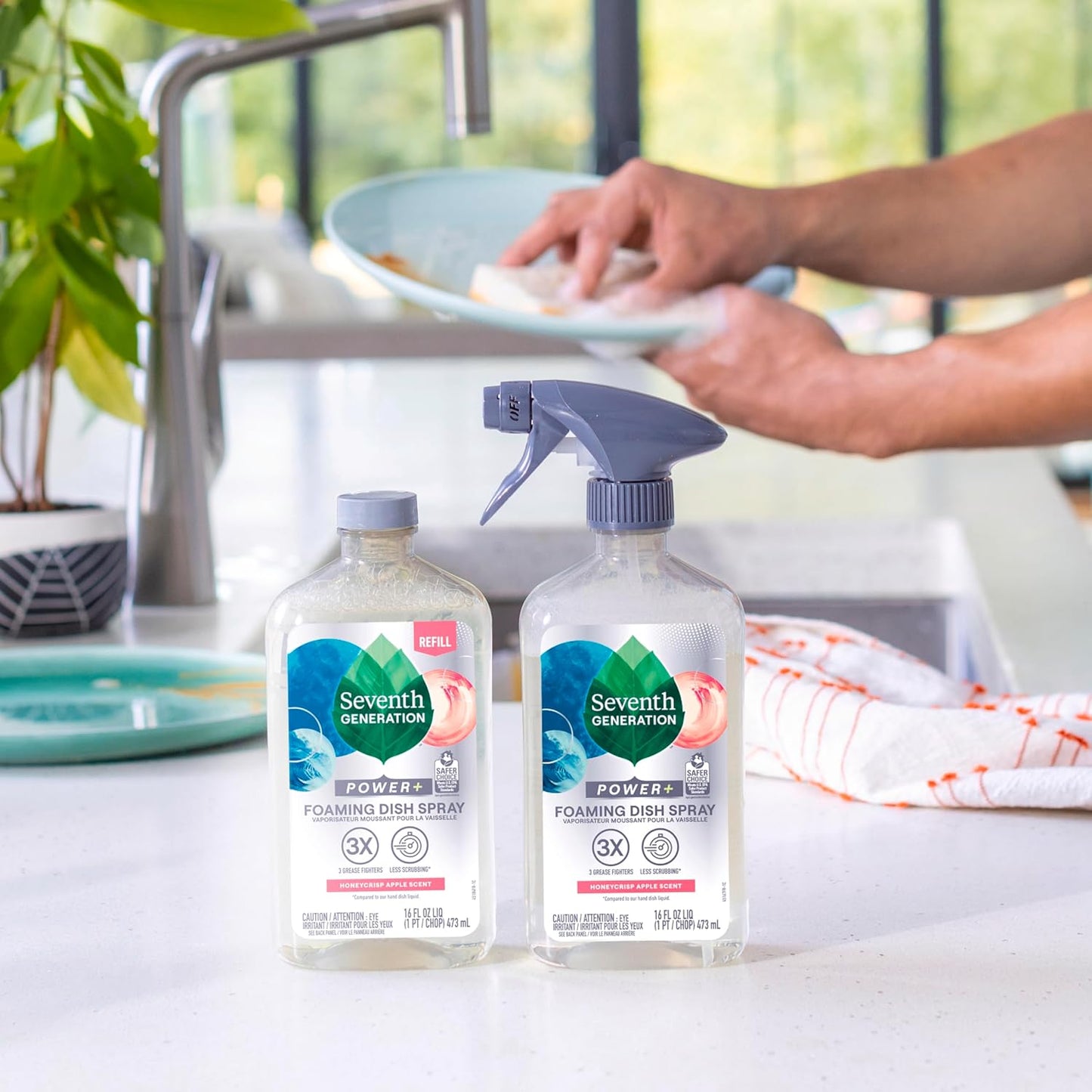 Seventh Generation Power+ Foaming Dish Spray Dishwashing soap Honey Crisp Apple Cuts Grease 16 oz