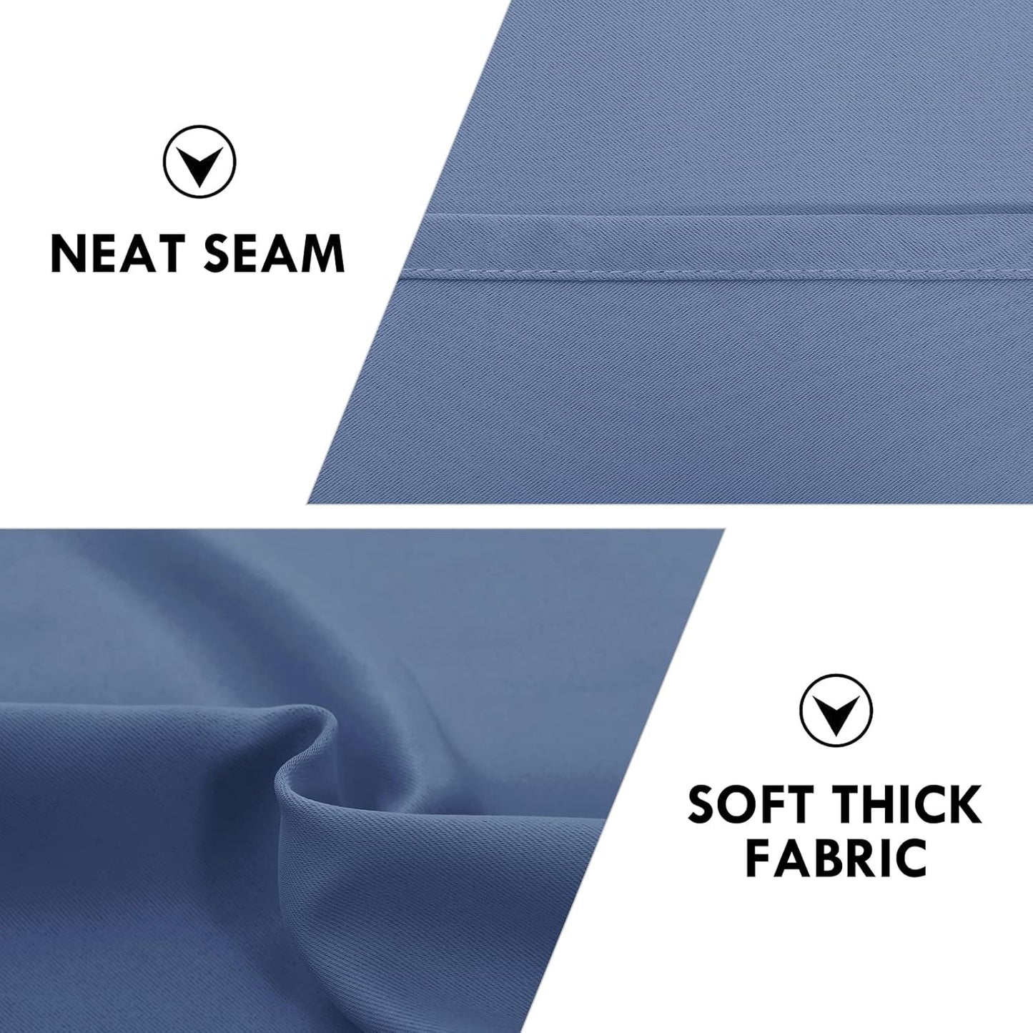 DWCN Blackout Curtains – Thermal Insulated, Energy Saving & Noise Reducing Bedroom and Living Room Curtains, Dusty Blue, W 42x L 36 Inch, Set of 2 Rod Pocket Curtain Panels