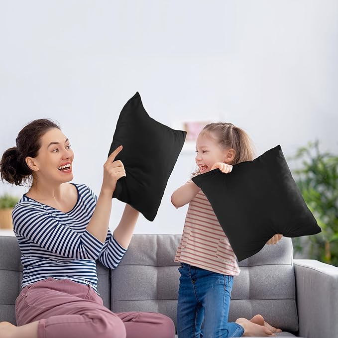 Utopia Bedding 16x16 Pillow Inserts, Set of 2, Black – Indoor Decorative Throw Pillows for Bed, Sofa & Couch – Soft, Supportive & Fluffy Cushion Inserts