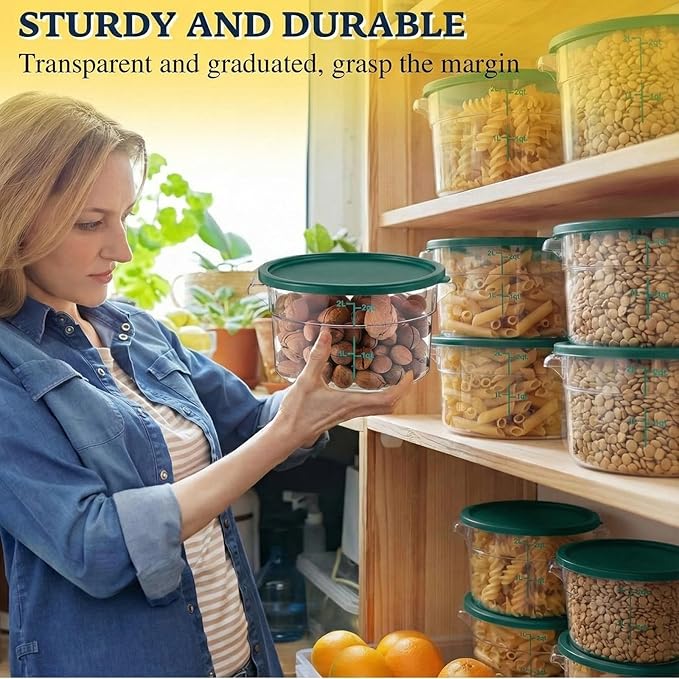 1 Pcs Dough Proofing Bucket with Lid, Round Food Storage Container 2 Qt Dough Bucket Clear Translucent Containers with Green Scale(Green)