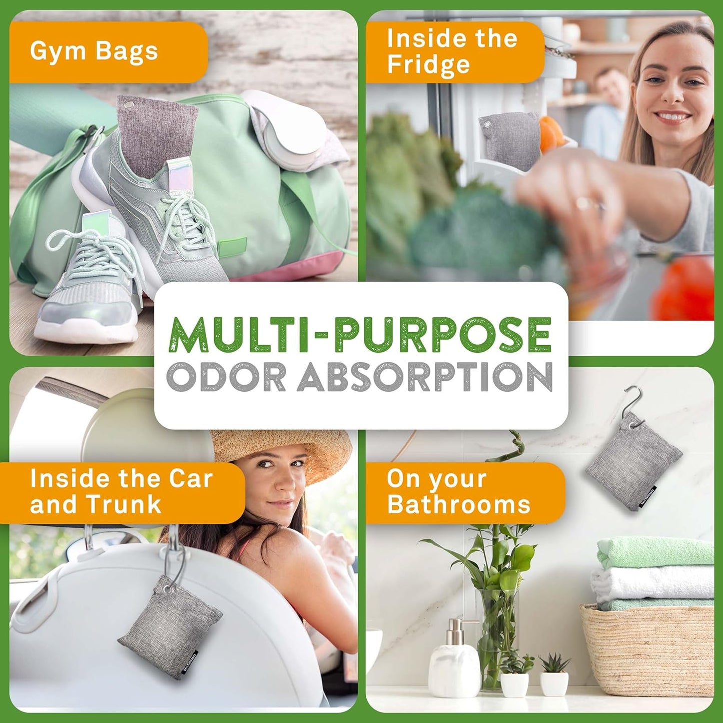 Charcoal Odor Absorber for Strong Odor (Large, 12 Pack, 100g each), Perfect for Smelly Shoes, Bamboo Charcoal Air Purifying Bag, Activated Charcoal Odor Absorber for Closet, Shoe, Car, Odor Deodorizer