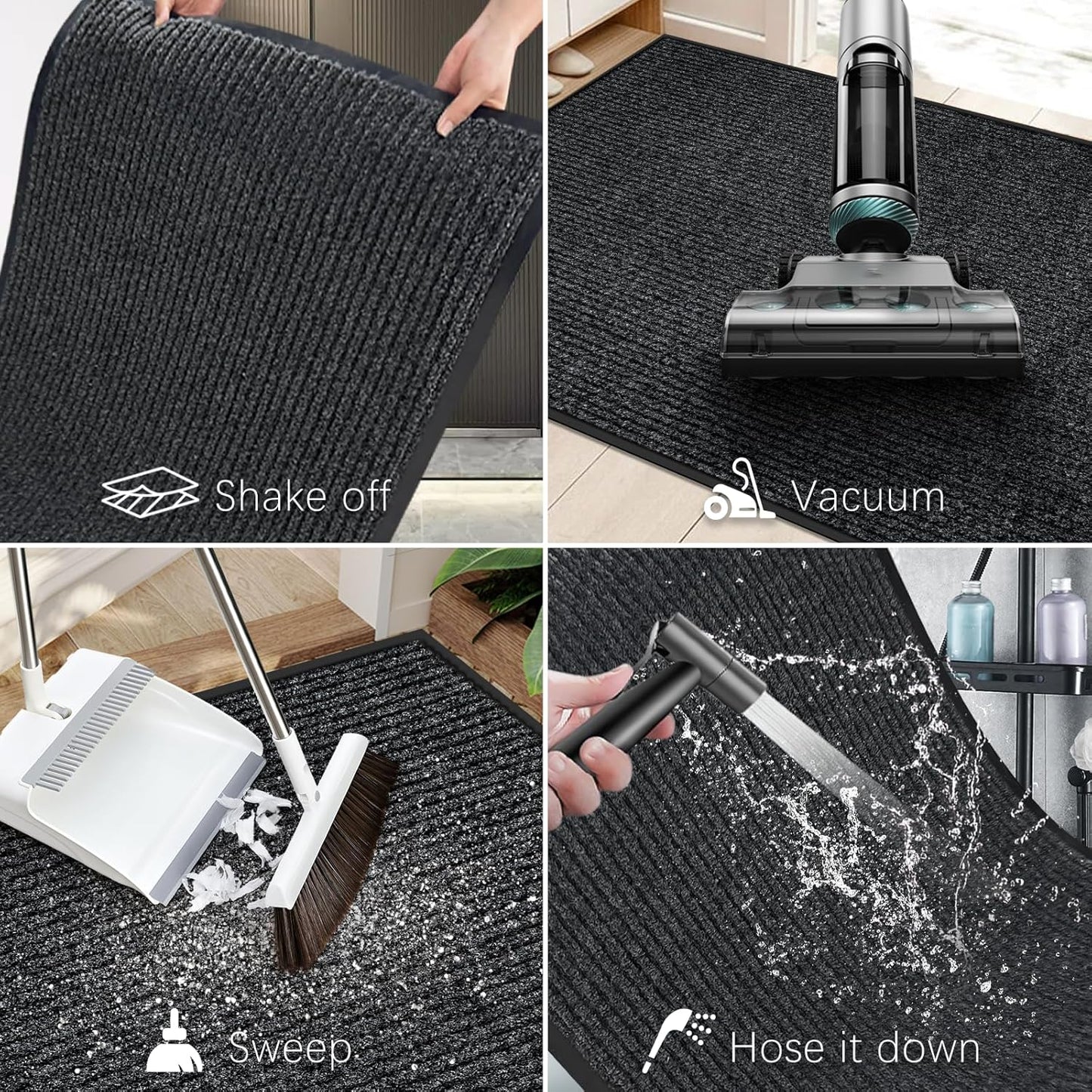 Vicwe Indoor Outdoor Door Mat, 3'x6' Heavy Duty Front Door Mat, Non-Slip Washable Doormats Entrance Mats, Dirt Resistant and Absorbent Doormat, Commercial Outdoor Entrance Floor Mat for Home Office