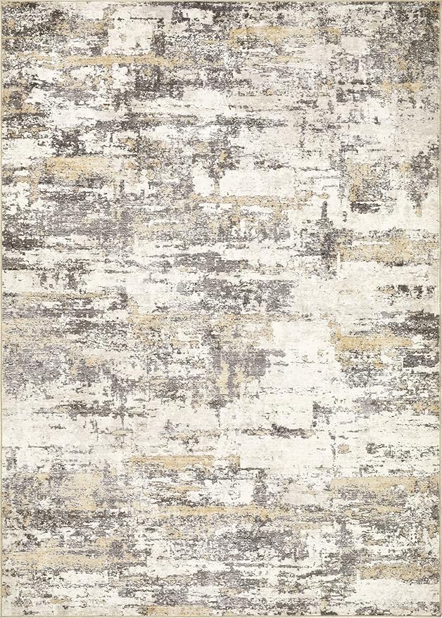Area Rugs for Living Room: 4x6 Abstract Washable Rug Modern Neutral Large Soft Stain Resistant Non-Slip Backing Machine Table for Bedroom Dining Room Indoor Home Office Carpet - Gold Brown