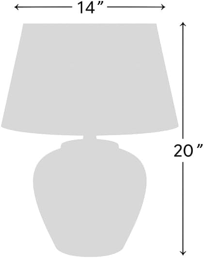 Nourison Home 20" Rustic Terracotta Ceramic Table Lamp with Fabric Shade, Bedside Nightstand Lamp for Bedroom, Living Room, Entryway