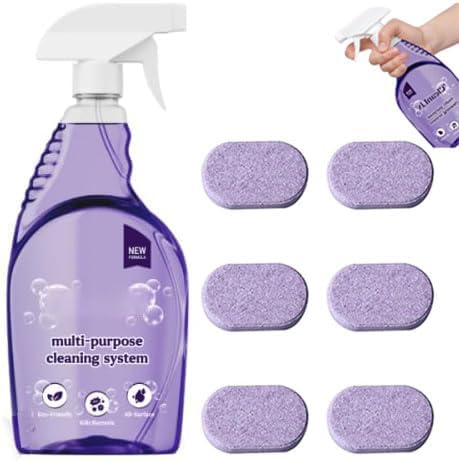 Cleaning Spray with Concentrated Cleaning Tablets, Cleaner for Instant Stain Removal, Multi Purpose Cleaning Spray for Every Stain (1, 1 spray bottle+6 tablet)