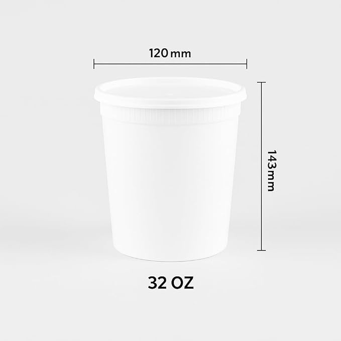 Food storage 32oz Clear- plastic food storage containers with lids Microwave & Freezer Safe, BPA- Free, 24 sets (cups+lids) meal prep & soup storage