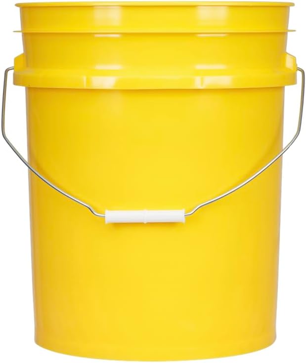 House Naturals 5 Gallon Premium HPDE Plastic Bucket - Made in USA Food Grade Storage Container, BPA Free All Purpose Pail (4, Yellow)