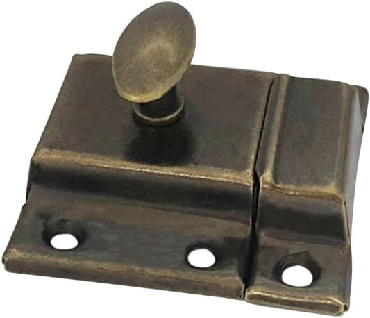 QCAA Oval Turn Cabinet Latch, for Cupboard & Other Furniture, Small, Antique Brass, Made in Taiwan, 1 Pack