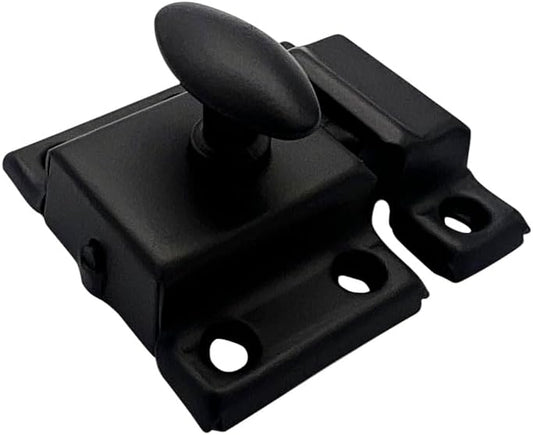 QCAA Oval Turn Cabinet Latch, for Cupboard & Other Furniture, Small, Matte Black, 1 Pack, Made in Taiwan