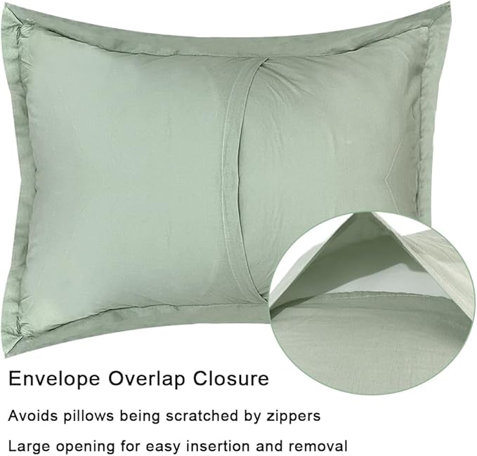 COCOPLOCEUS Standard Pillowcase Set of 2 20X26 Pillow Covers Cotton Bed Pillow Shams Soft Decorative Pillow Cases with Envelope Closure, Sage Green